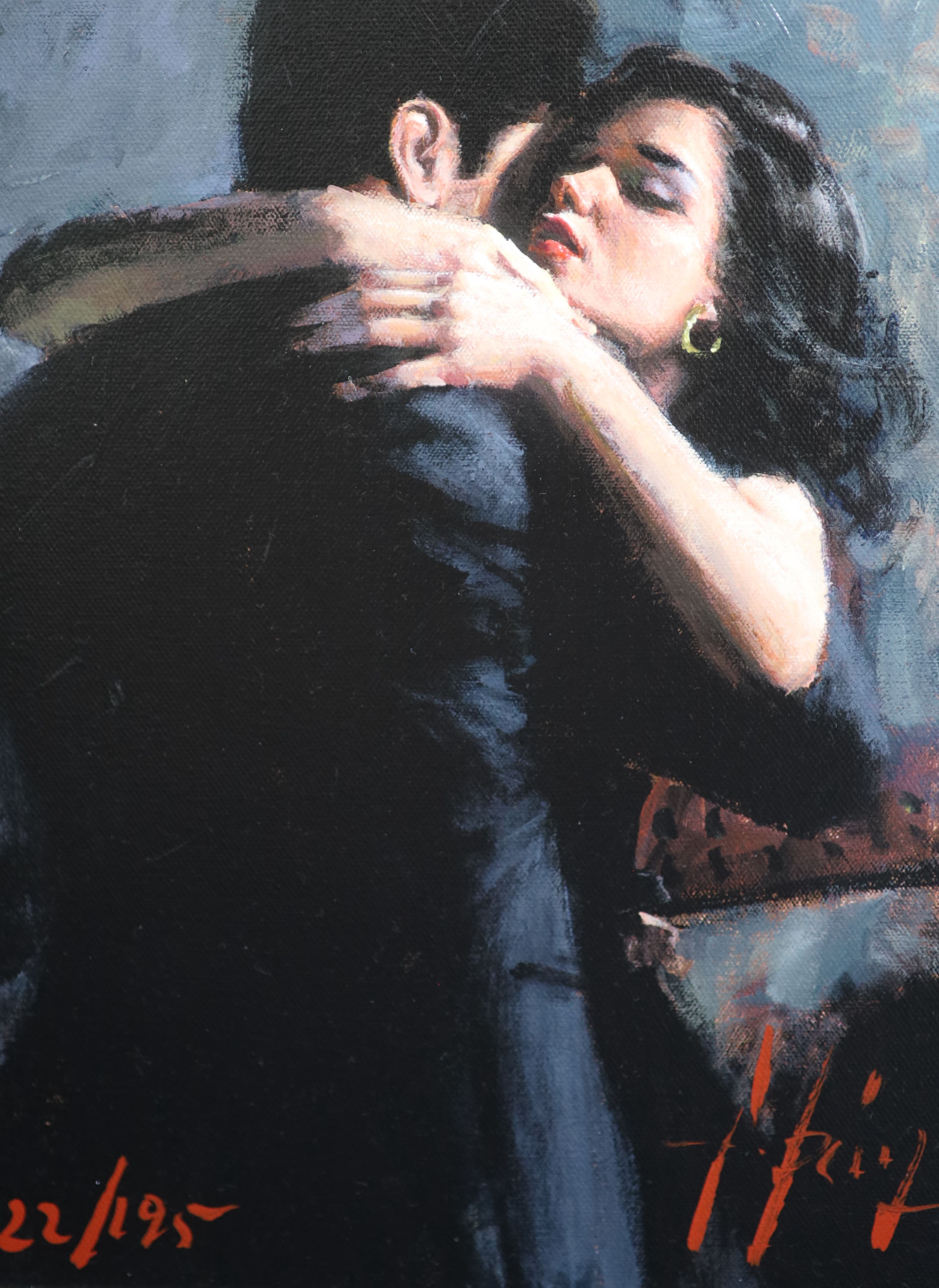 Fabian Perez, two hand embellished giclee canvases, The Embrace III, 22/195 & El Verso IV, 40/195, both with COA, 30 x 22cm & 22 x 30cm